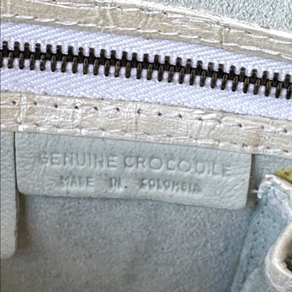 Nancy Gonzalez Rare Handwoven Genuine Crocodile Net Bag ivory & Black Leather - Picture 14 of 16